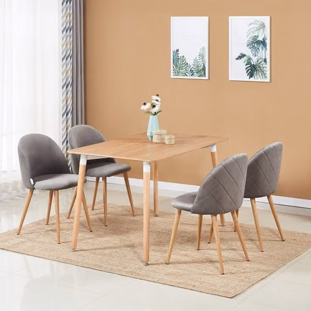 Life Interiors Lucia Halo Dining Set with Rectangular Table and 4 Grey Chairs