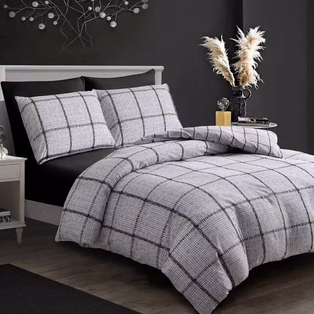 Grace Double Brushed Microfibre Duvet Cover and Pillowcase Set in Grey, Single Size – 1
