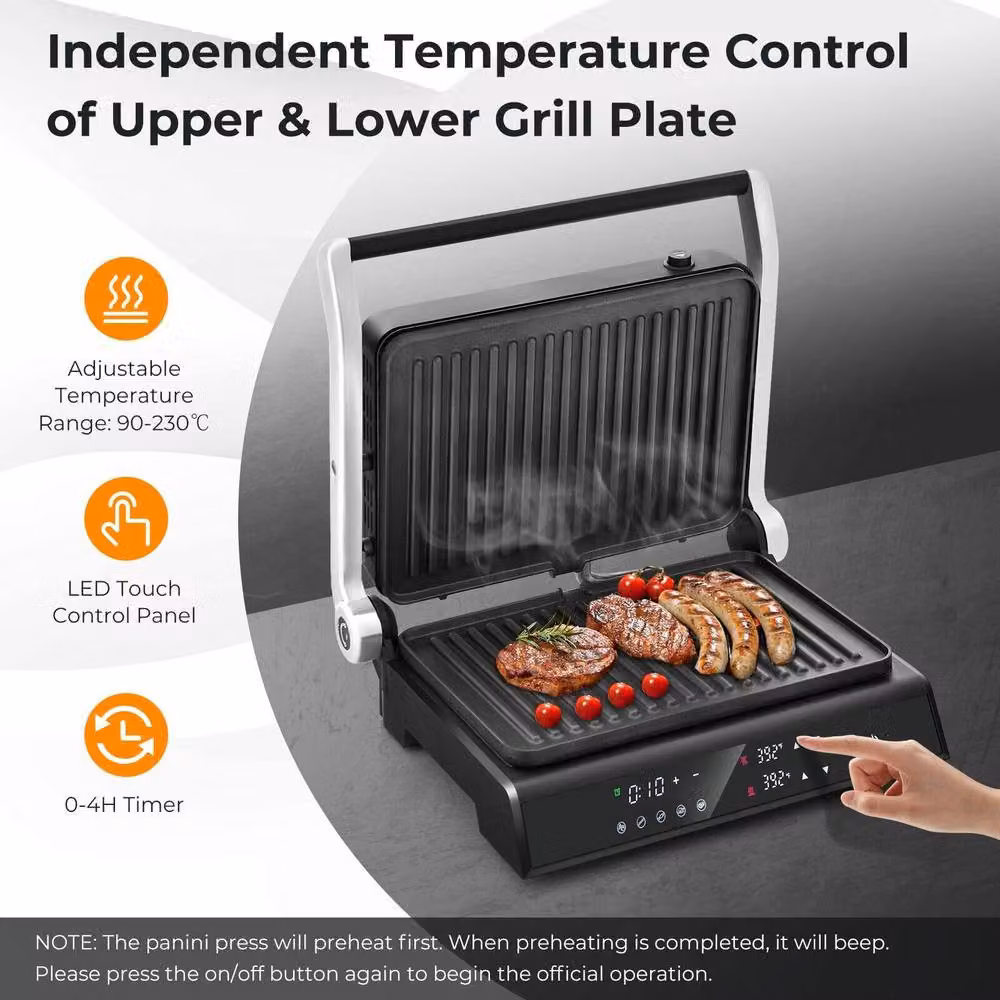 Costway 3-in-1 Electric Panini Press Grill and 1200W Sandwich Maker with Nonstick Coating in Black – 6