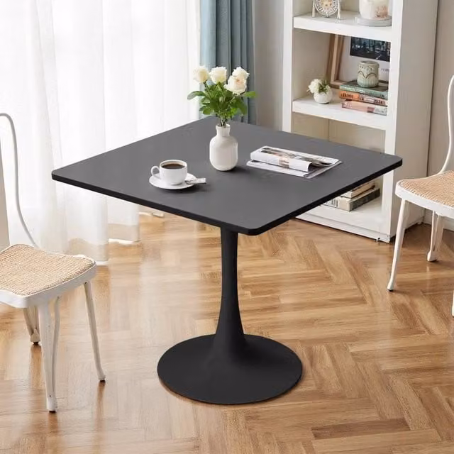 EONLION Modern Square Bistro Canteen Table in Matt Black, W: 100 cm, H: 72 cm – 1
