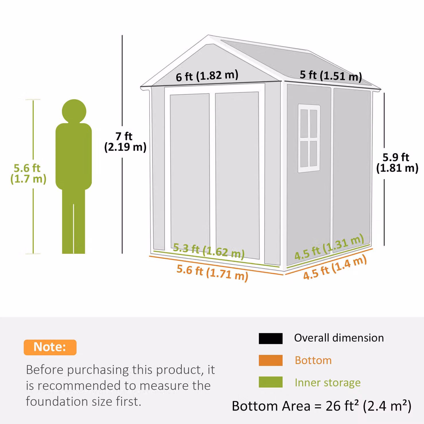 Outsunny Resin Garden Storage Shed with Floor, Window and Lockable Double Doors, Dark Grey – 3