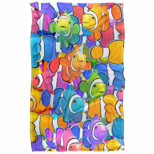 JQ Licensing Royce Mcclure Clown Fish Clown School Pattern Super Soft Fleece Throw Blanket, Multicolour, W/D/H: 91 x 147 cm – 1