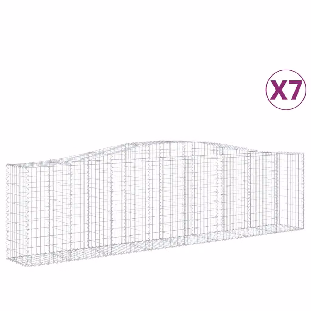 Berkfield Home Arched Gabion Baskets, 7 Piece Set, Silver Galvanised Steel, W: 400 cm, D: 50 cm, H: 100-120 cm – 2