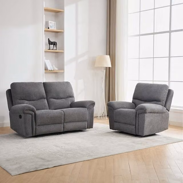 More4Homes Fosse Manual Recliner Sofa Set in Dark Grey