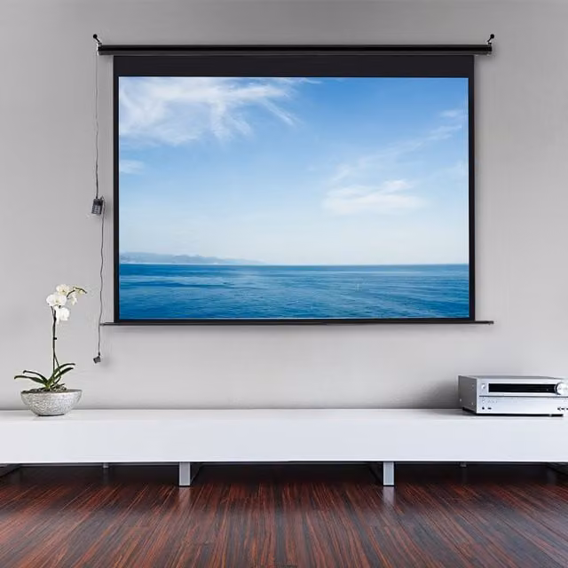 Livingandhome 100 Inch Large Electric Motorised Projector Screen with 4:3 Aspect Ratio in Black and White
