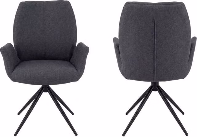 Home Luxe Interior Fairmont 360 Swivel Dining Chairs, Set of 2, Grey Fabric