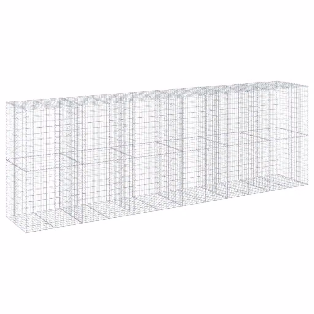 Berkfield Home Silver Galvanised Steel Rectangular Gabion Basket with Cover, W/D/H: 600 x 100 x 200 cm – 2