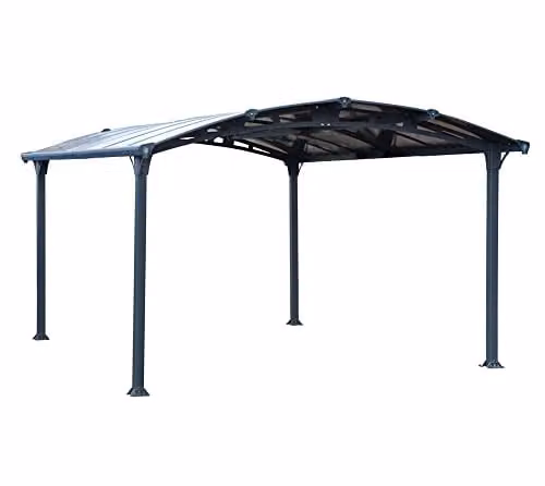 Palram Tucson 4300 Curved Aluminium Garden Gazebo in Anthracite Grey, W/D/H: 430 x 359 x 242 cm – 1