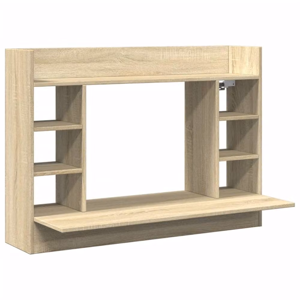 Berkfield Home Modern Wall-Mounted Writing Desk in Sonoma Oak and Beige, W/D/H: 105 x 48 x 75 cm – 2