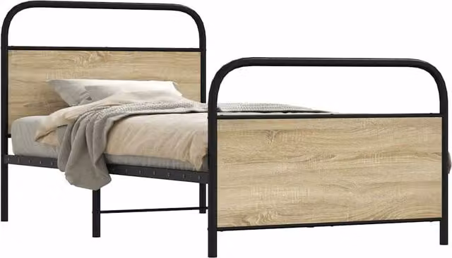 Berkfield Home Single Bed Frame in Sonoma Oak and Brown, W/D/H: 90 x 190 cm – 1