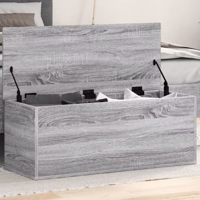 Berkfield Home Grey Sonoma Storage Box in Engineered Wood W/D/H: 90 x 35 x 35 cm