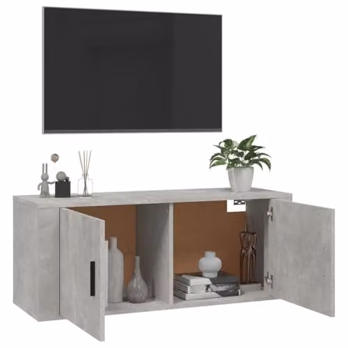 vidaXL Wall Mounted TV Cabinet in Concrete Grey, W: 100 cm, D: 34.5 cm, H: 40 cm – 2