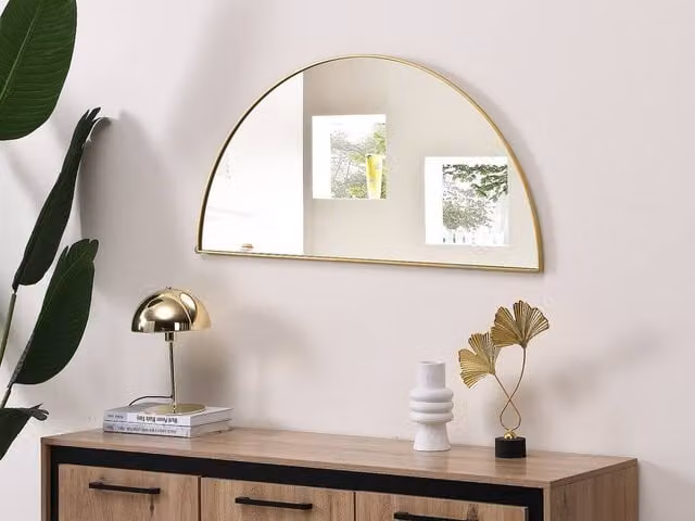 Vente-unique Gavra Half-Circle Metal Wall Mirror in Gold, W: 50 cm, H: 100 cm – 1