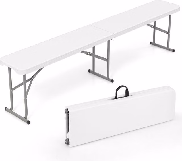COSTWAY Portable Folding Garden Bench in White