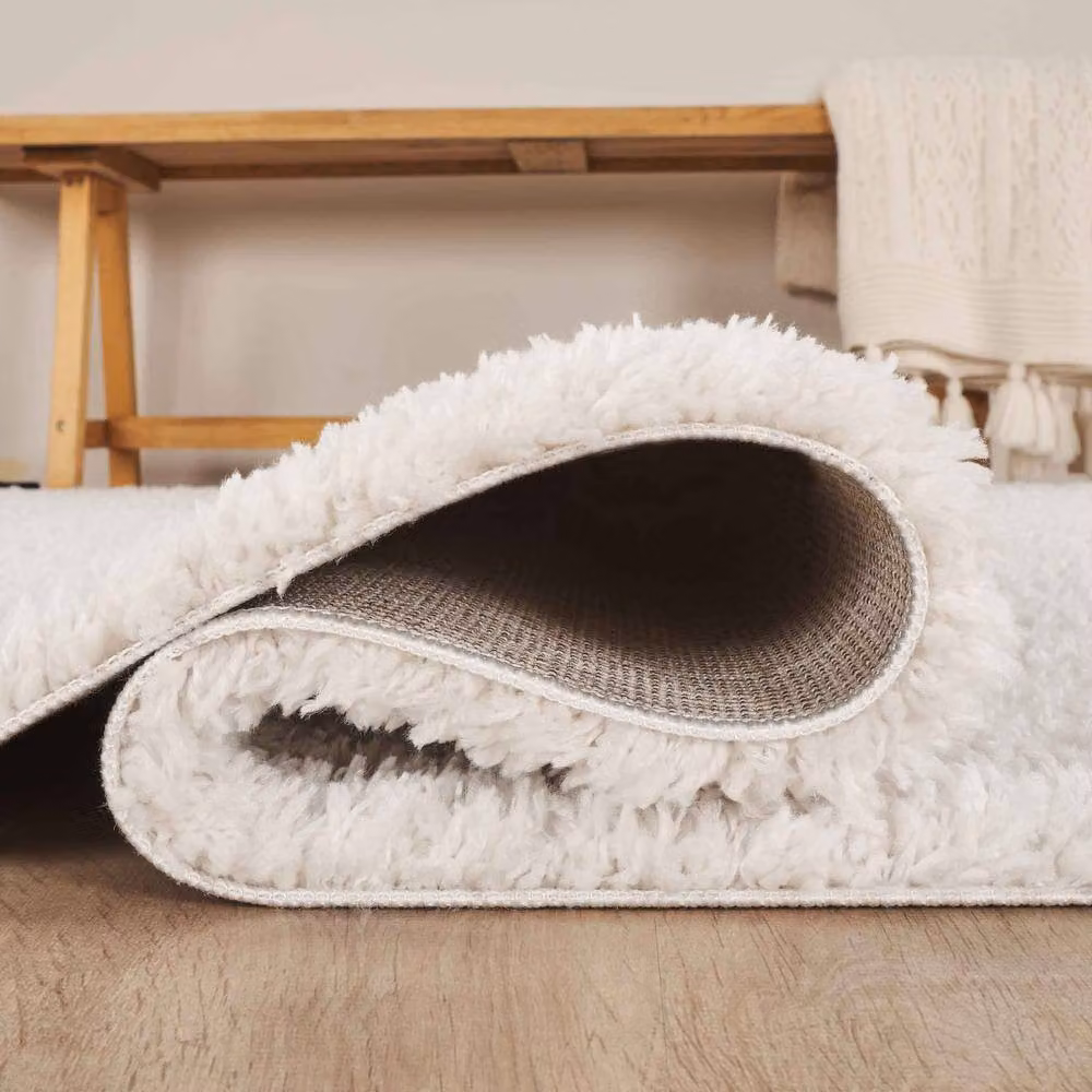 Desire Rugs Ainsley Modern Plain Shaggy Area Rug in Beige and White, W/D/H: 60 x 220 cm – 3