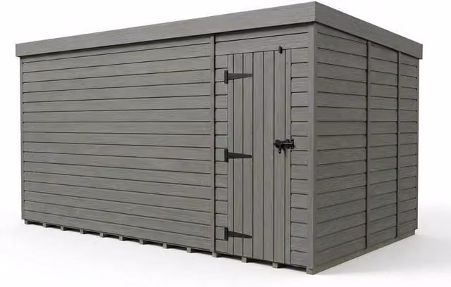 Buttercup Farm Grey Composite Pent Garden Shed with Single Door and No Windows W: 518.16 cm, D: 274.32 cm, H: 210 cm – 1