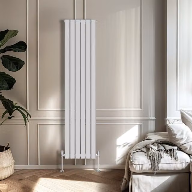 Right Radiators Single Panel Flat Panel Vertical Radiator in Chrome, H: 180 cm, W: 40.8 cm