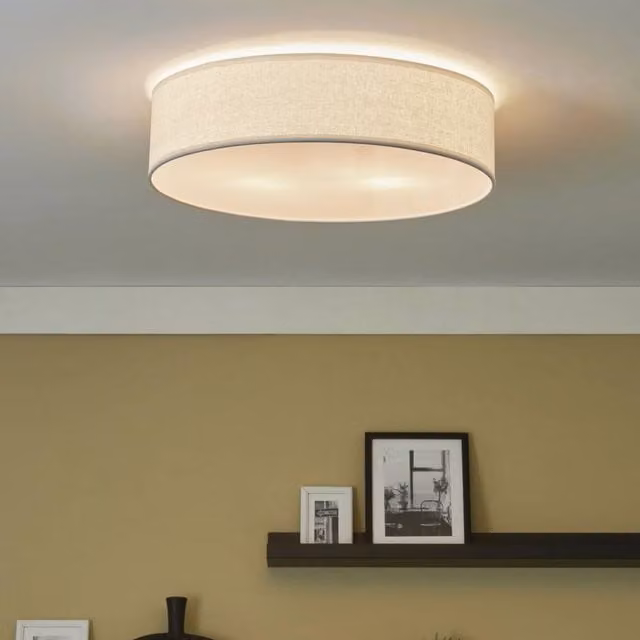 Wyld and Coco White Handwoven Paper Rope Flush-Mount Ceiling Lamp, Diameter: 60 cm – 1