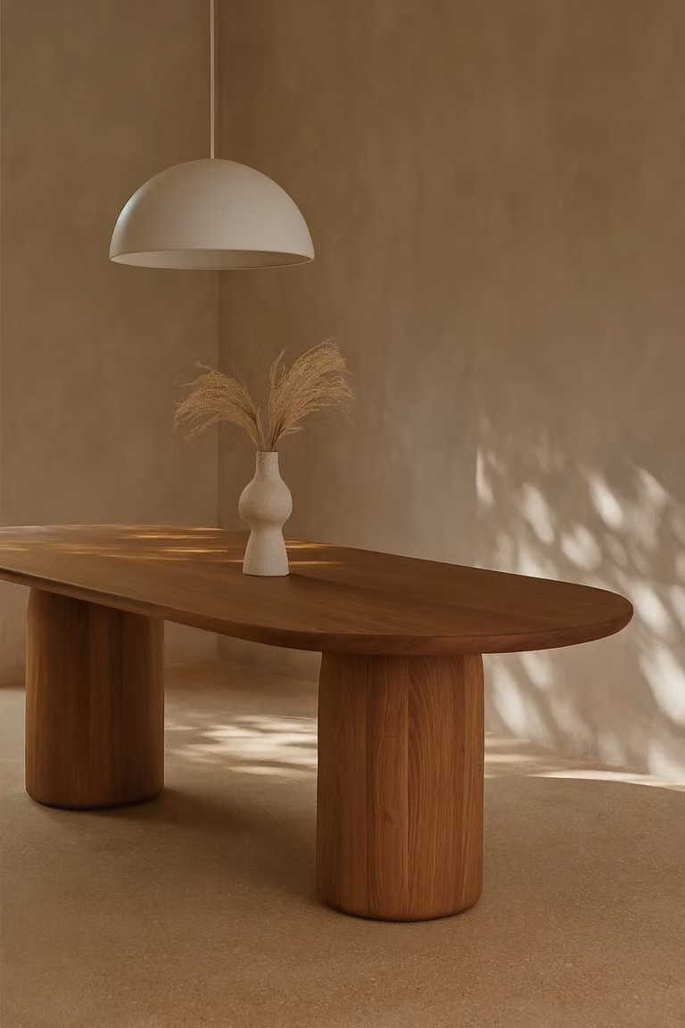 Basilca Dining Table by Tommy Franks, Oval Wood Design in Brown, W: 270 cm, H: 74 cm
