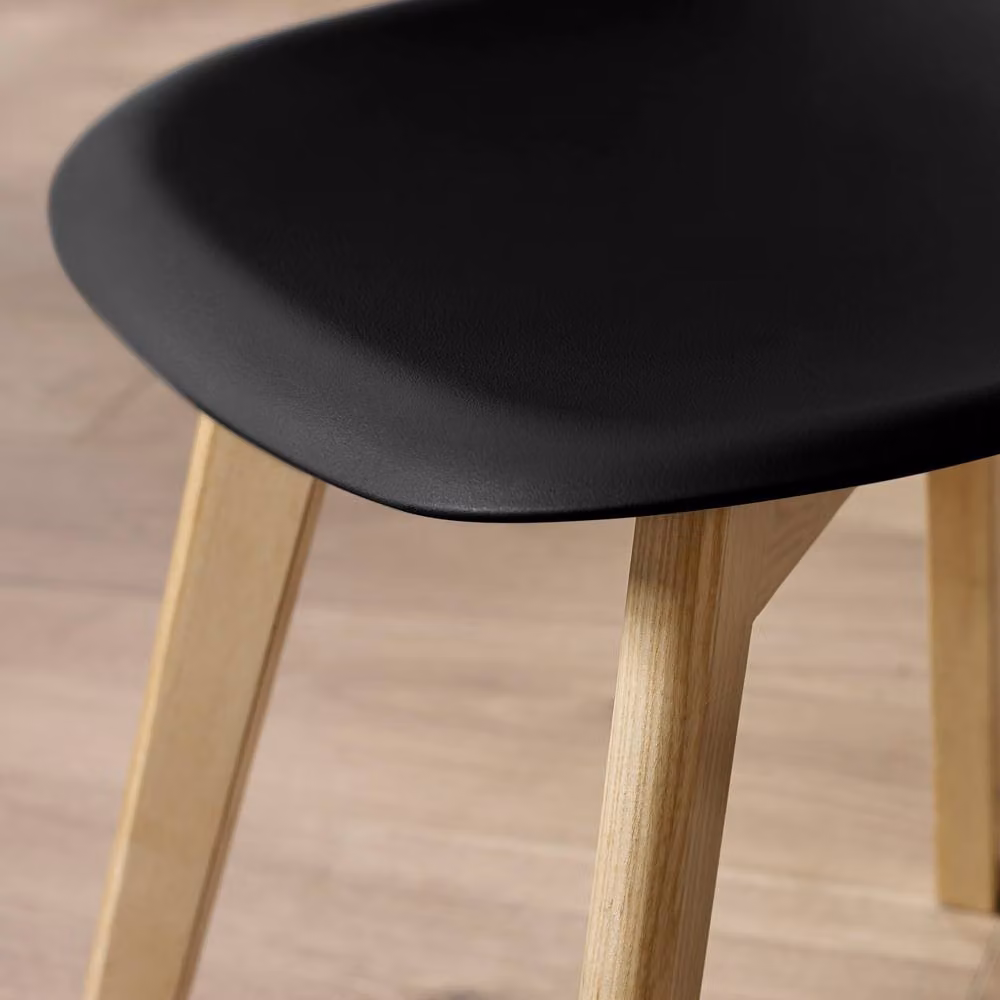 Cheshire Alderley Set of 2 Premium Black Plastic Dining Chairs with Wooden Legs – 5