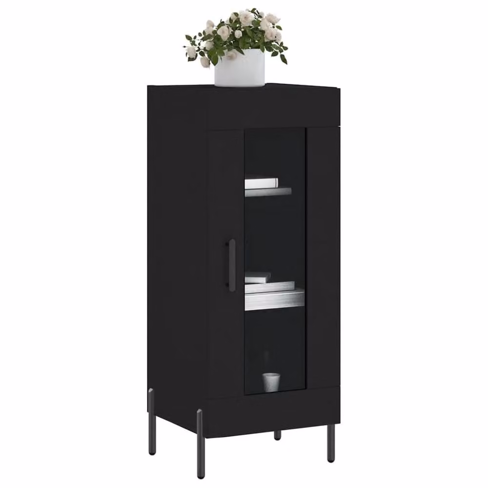 Berkfield Home Black Matt Sideboard in Engineered Wood W/D/H: 34.5 x 34.5 x 90 cm – 3