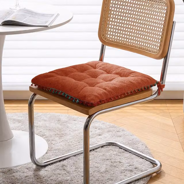 Livingandhome Vintage Square Dining Chair Cushion, Orange, W/D/H: 40 x 40 x 40 cm