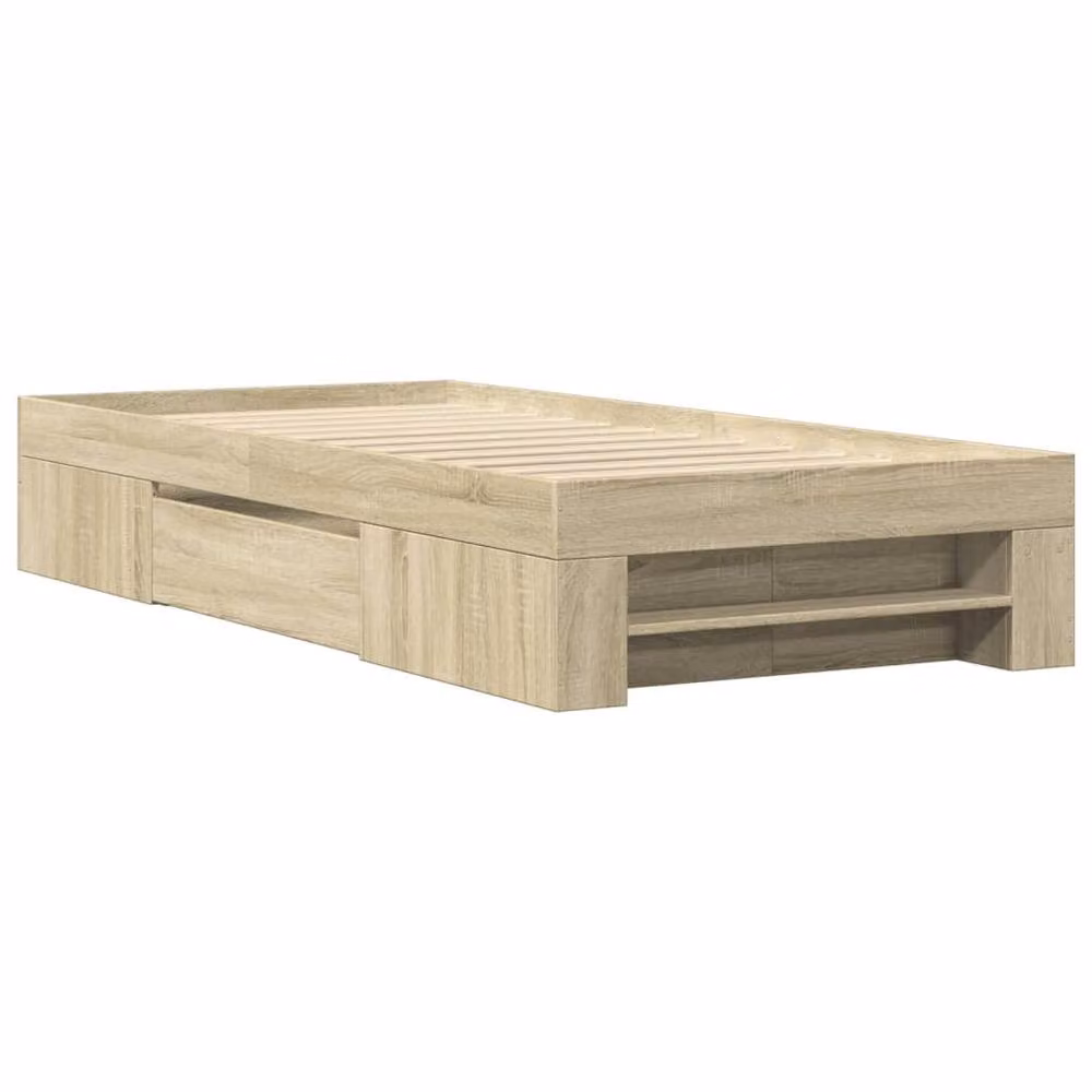 Berkfield Home Sonoma Oak Bed Frame with Drawers in Light Oak, W/D/H: 100 x 200 cm – 3