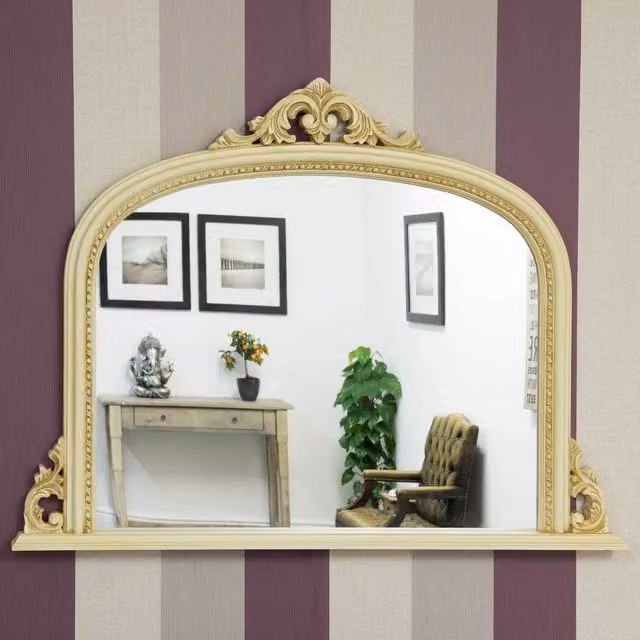 MirrorOutlet Classic Rectangular Wall Mirror in Beige, W: 127 cm, H: 91 cm