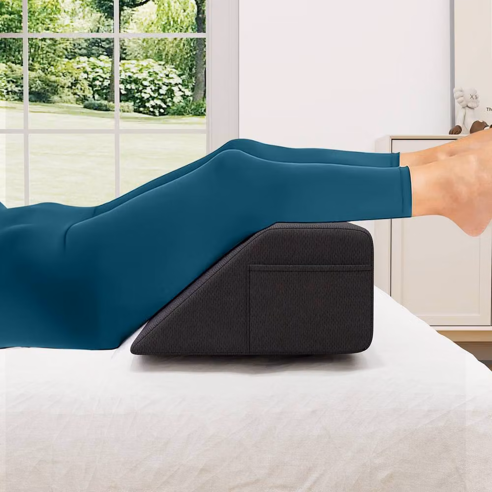 Gymax Grey Foam Bed Wedge Pillow Trapezoidal Headboard Gap Filler for Adults, 150 cm – 3