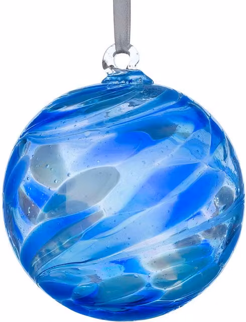 Sienna Glass Blue Sapphire Birthstone Ball Abstract Geometric Glass Hanging Bauble