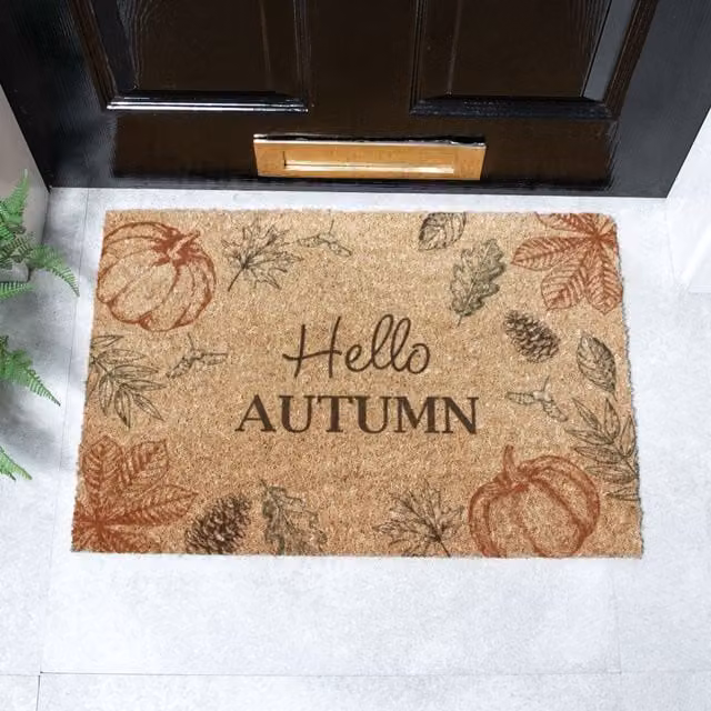 Artsy Mats Hello Autumn Coir Doormat in Brown, W: 60 cm, D: 40 cm – 1