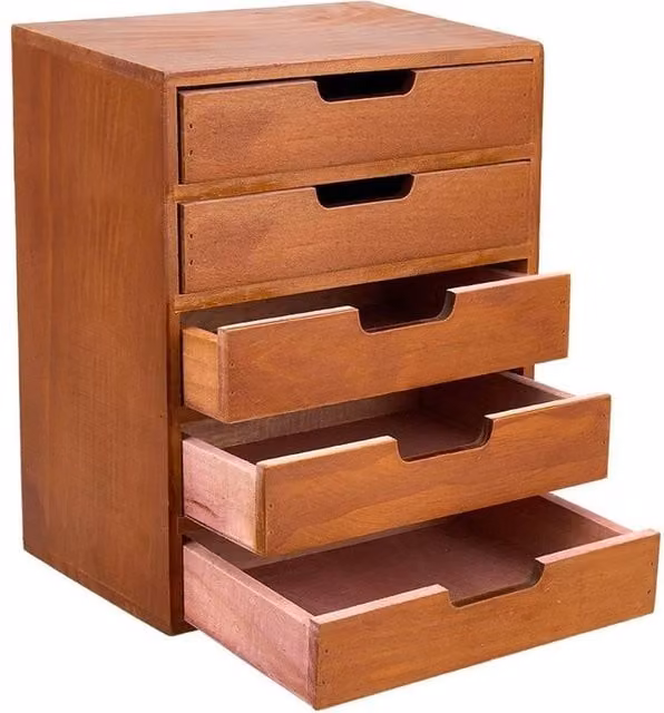 Kelvenix Vintage 5-Drawer Wooden Chest in Brown – 1