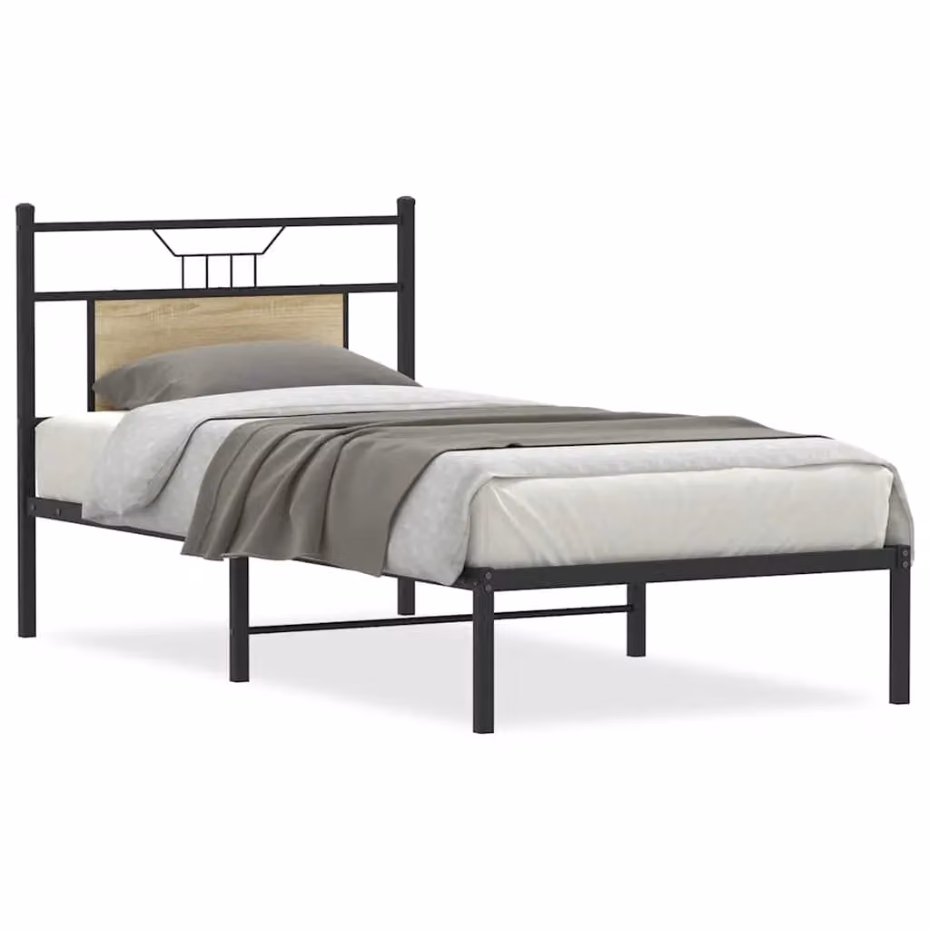 Berkfield Home Sonoma Oak Bed Frame in Brown, W/D/H: 90 x 200 cm – 2