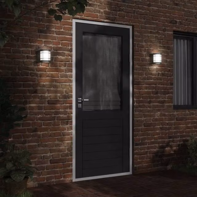 Berkfield Home Black Stainless Steel and Glass Outdoor Wall Lights, Set of 2