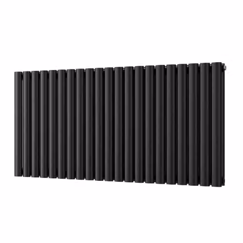 UK Radiators Omeara Black Elliptical Tube Horizontal Designer Radiator, W: 121.8 cm, H: 60 cm – 2