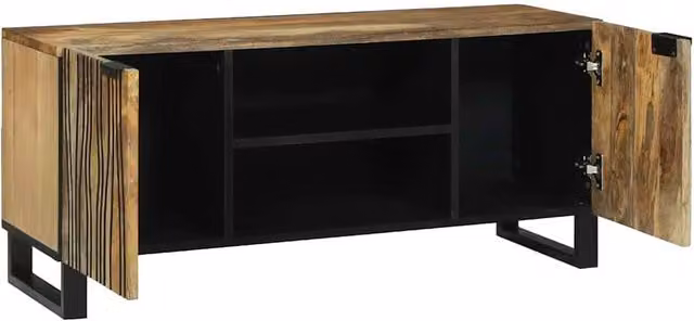 Berkfield Home Modern Mango Wood TV Cabinet in Beige, W: 105 cm, D: 33.5 cm, H: 46 cm