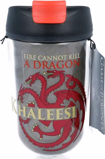 Stor I'm a Khaleesi Coffee Tumbler Bottle, 370 ml, Black and Transparent