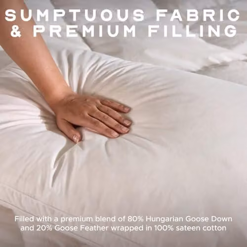 Snuggledown 4 Pack Retreat Hungarian Goose Down Soft Support Pillows in White, W: 74 cm, H: 48 cm – 4