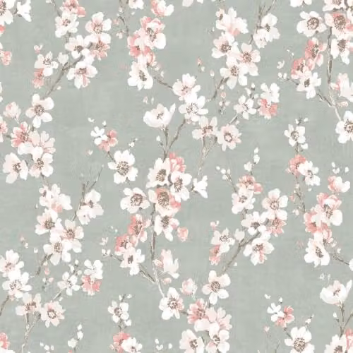 Muriva Melody Floral Botanical Wallpaper in Pink, White and Green