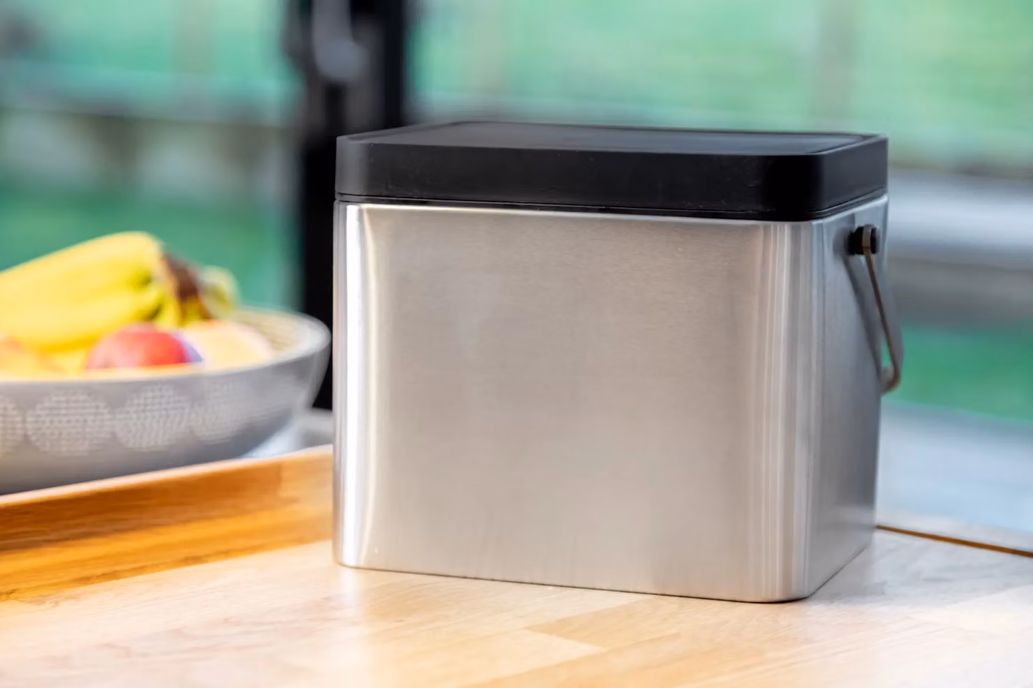 MasterClass Stainless Steel Antimicrobial Compost Bin, Silver – 3