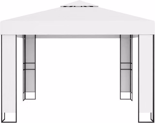 Berkfield Home Double Roof Gazebo in White, W/D/H: 300 x 300 x 273 cm