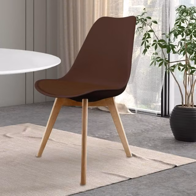Fusion Living Modern Brown Dining Chair with Beech Wood Legs