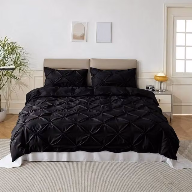 NESTLUNE Black Jacquard Egyptian Cotton Duvet Set for Babies, W/D/H: 60 x 120 cm