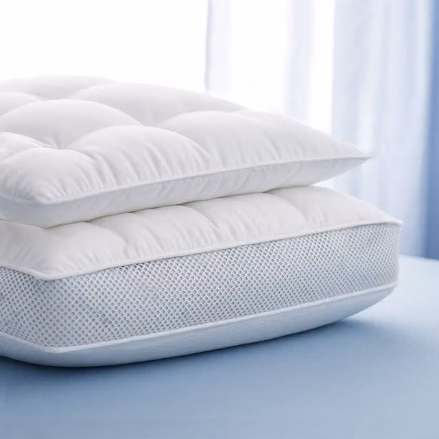 Sweet Dreams Soft as Down Dual Layer Pillow with Cotton Rich Cover in White, Standard Size