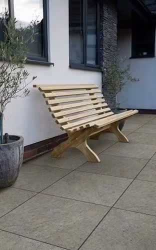 Forest Garden Kuba Curved Wooden Garden Bench in Brown – 1