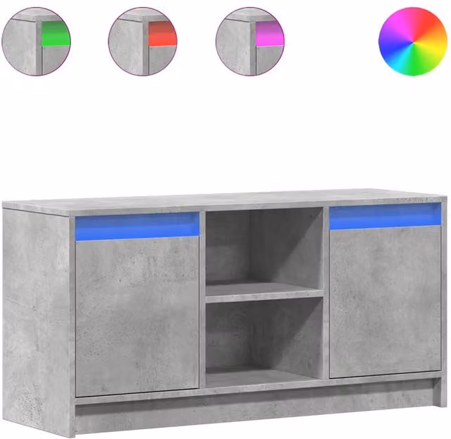 Berkfield Home Modern TV Cabinet with LED in Concrete Grey, W/D/H: 100 x 34 x 50 cm – 1
