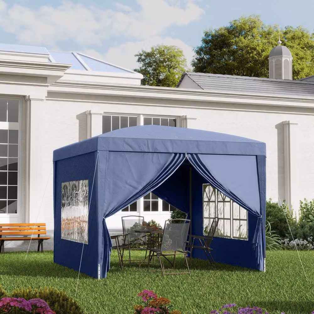 Outsunny Blue Pop-Up Gazebo with Windows and Steel Frame, W/D/H: 300 x 300 x 196 cm – 3