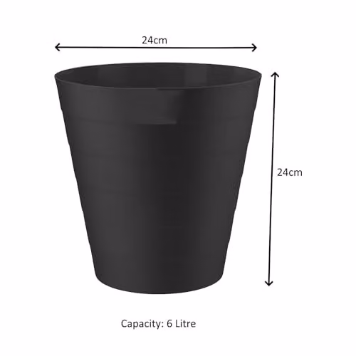 MantraRaj 6L Round Plastic Waste Paper Bin in Black – 3