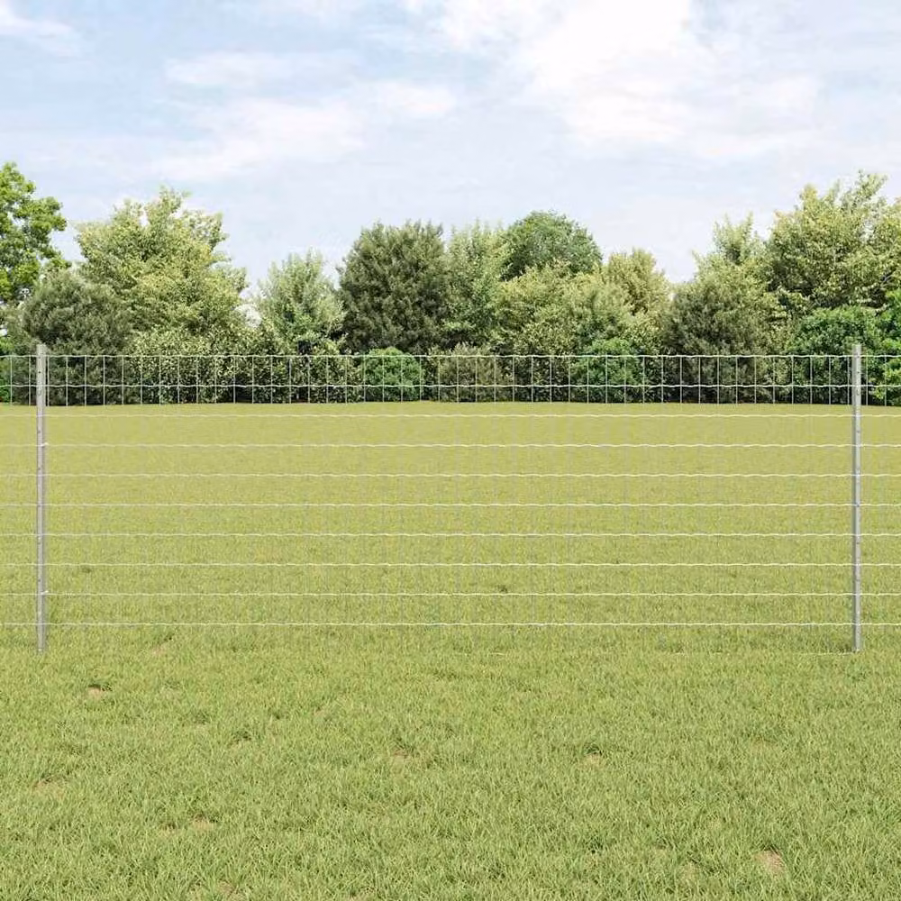 Berkfield Home Euro Fence with 5 U Posts, Silver Galvanised Steel, 0.8 x 10 m – 1