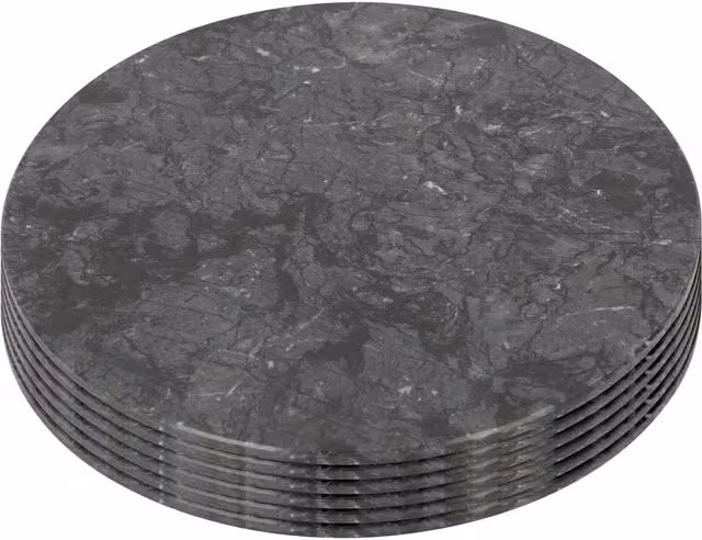 Argon Tableware Round Marble Placemats, Black, Pack of 6, Diameter: 30 cm – 1